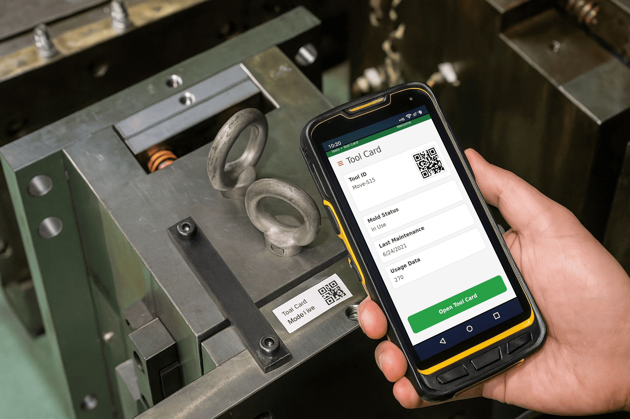 Vision camera identifying a QR-coded electronic circuit board.
